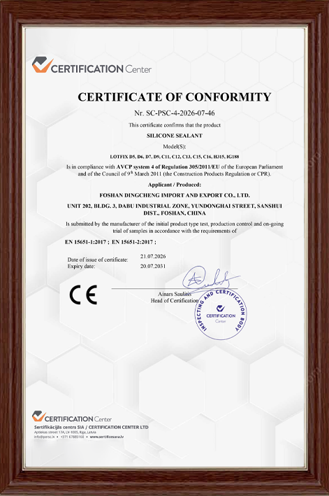 CE Certificate EN 15651